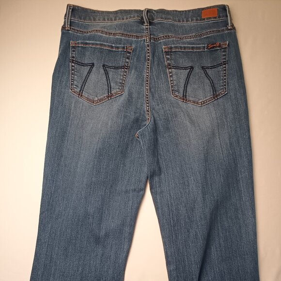 Seven7 Jeans Size 12 Tower Straight Crop High Rise Medium Wash - Picture 2 of 10